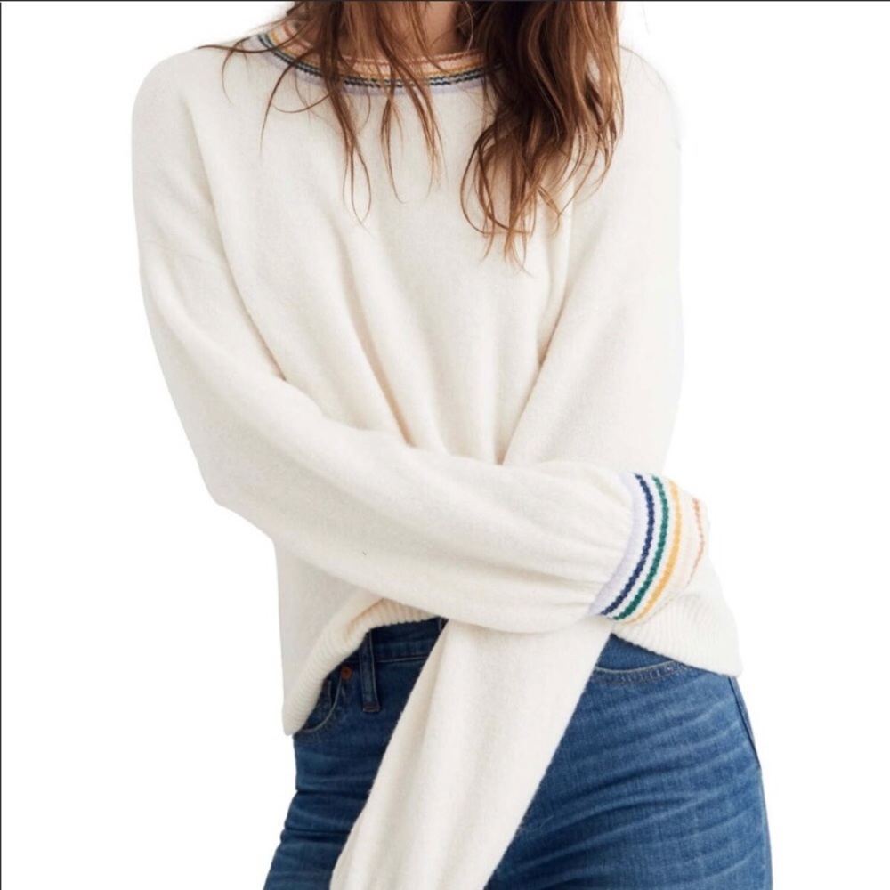 MADEWELL cream rainbow cuffed sweater